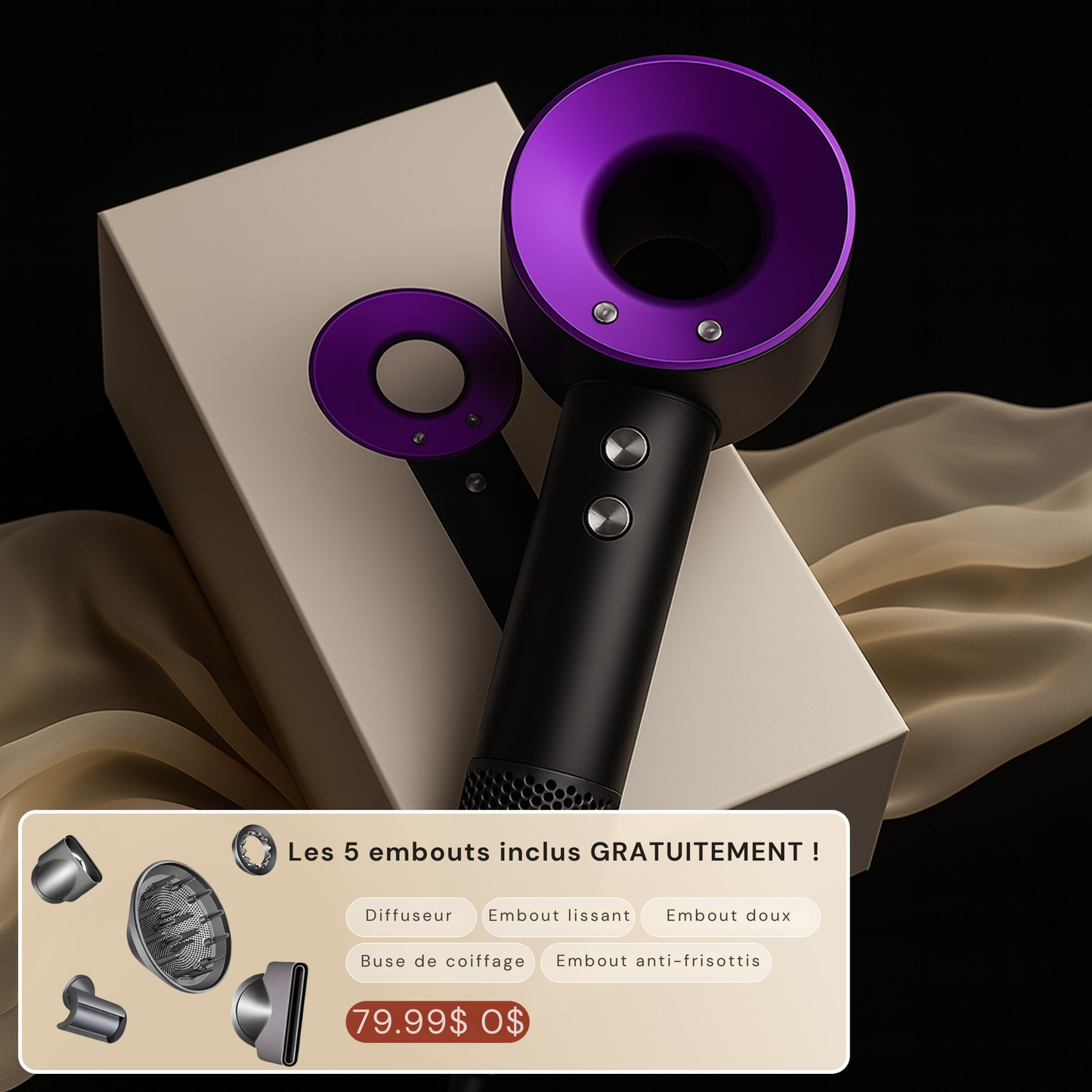 Zyricx™ AirPro 5-en-1 — Sèche-cheveux Haute Performance