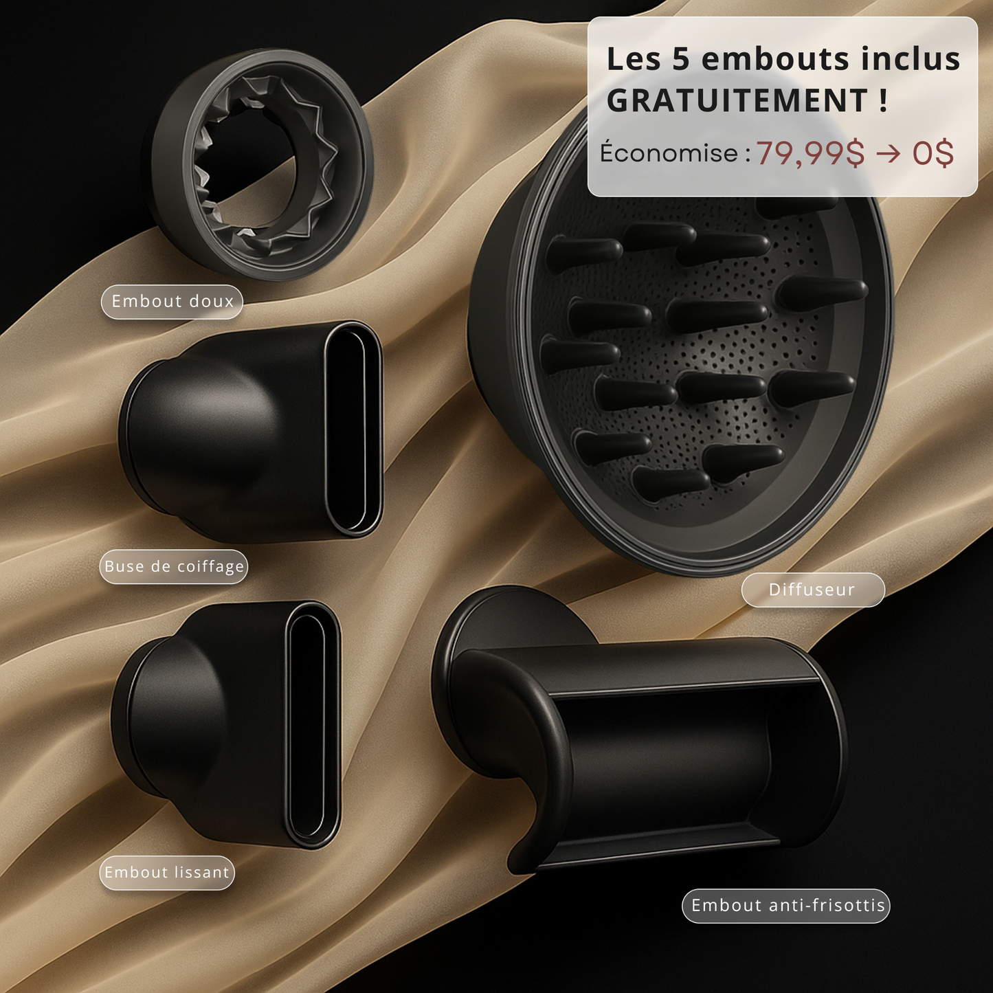 Zyricx™ AirPro 5-en-1 — Sèche-cheveux Haute Performance