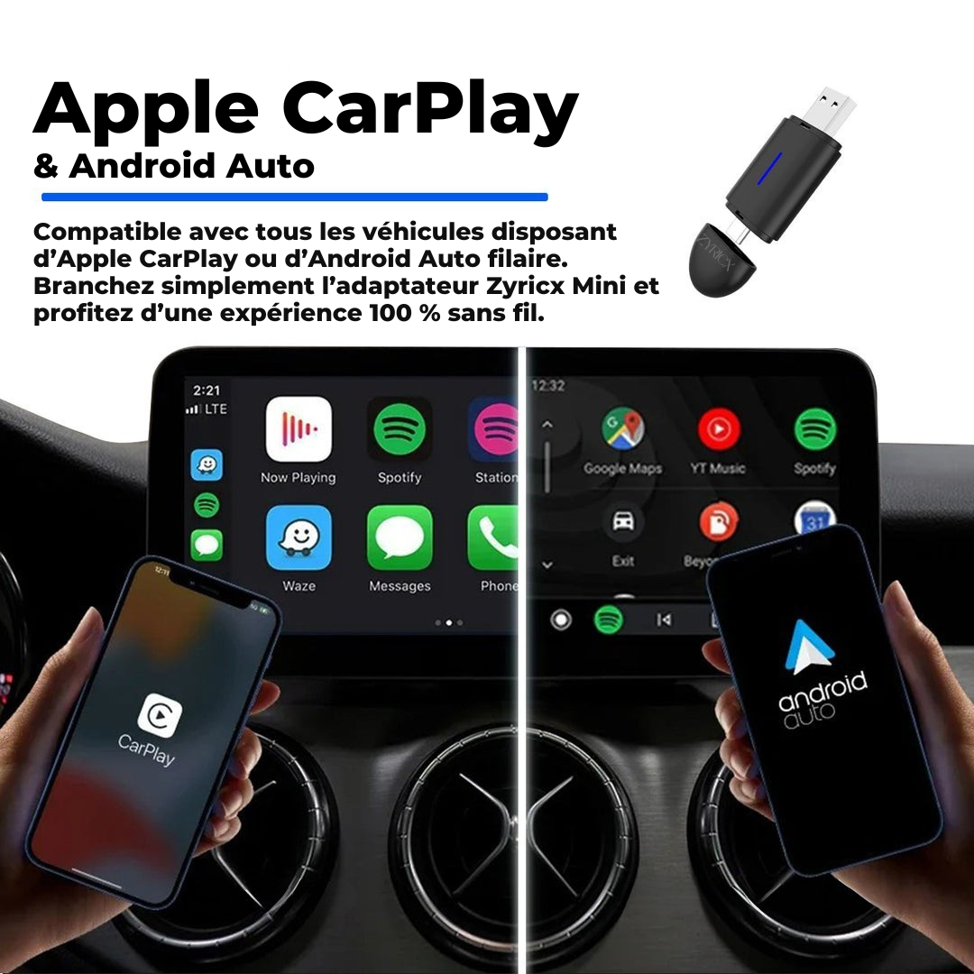 Adaptateur sans fil 2-en-1 – CarPlay et Android Auto