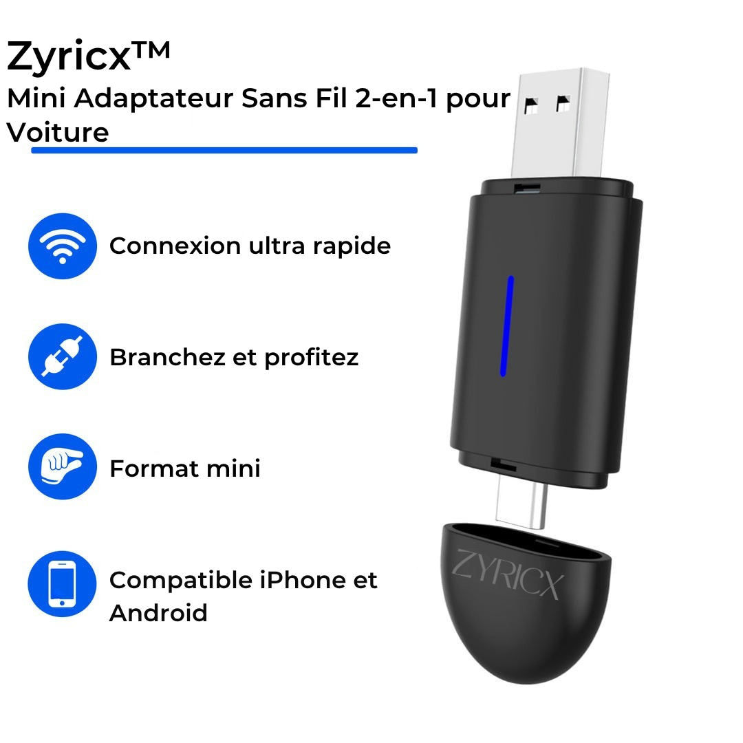 Adaptateur sans fil 2-en-1 – CarPlay et Android Auto