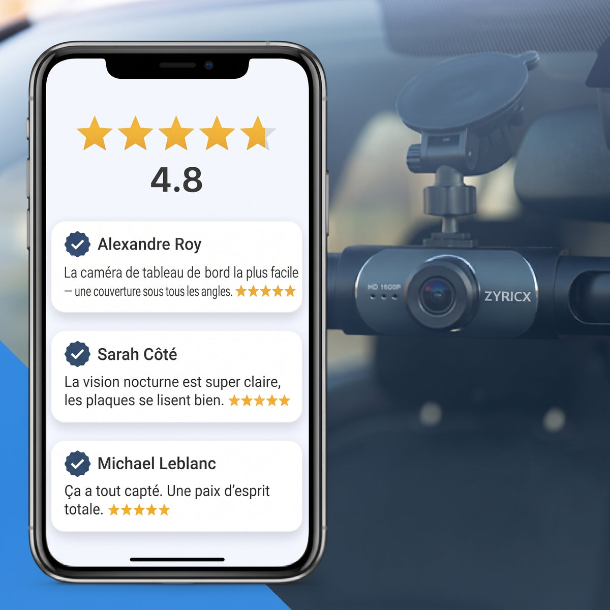 Zyricx™ Dashcam 4 Caméras