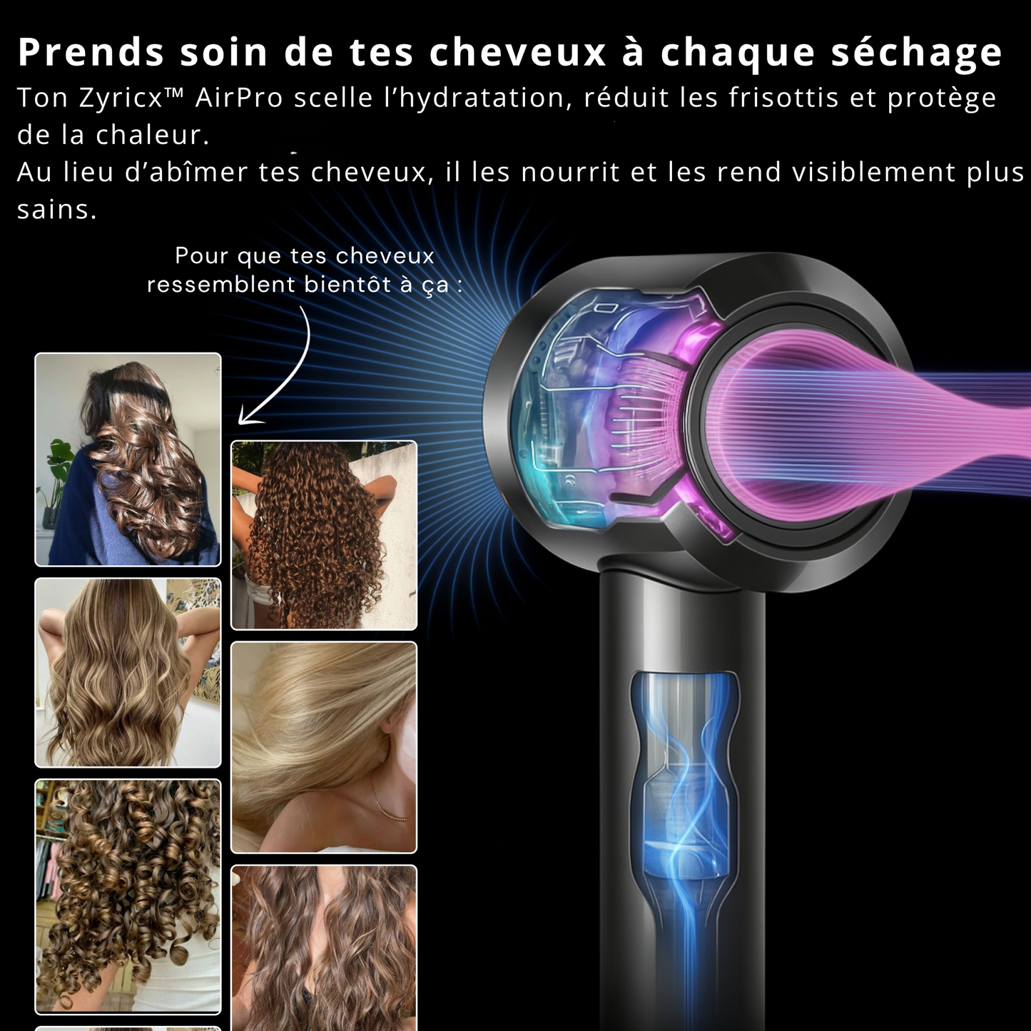 Zyricx™ AirPro 5-en-1 — Sèche-cheveux Haute Performance