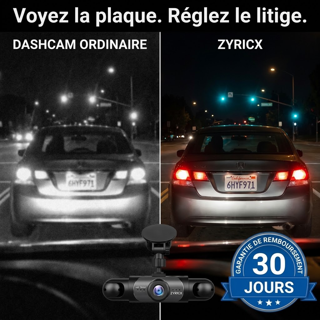 Dashcam Zyricx : voyez la plaque, même la nuit
