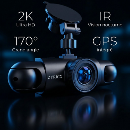 Dashcam Zyricx : 2K Ultra HD, vision nocturne IR, 170°, GPS intégré