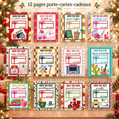 12 pages porte-cartes-cadeaux