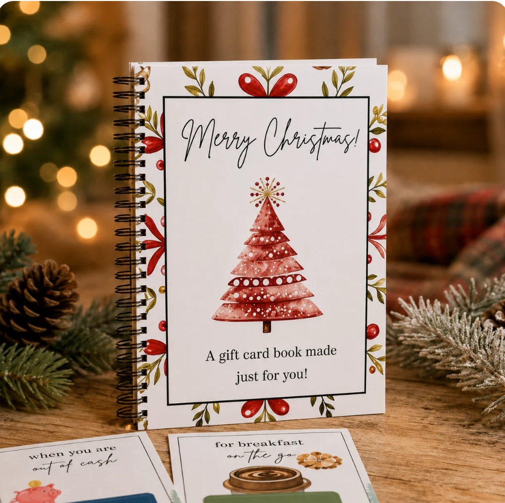 Livret de cartes-cadeaux – couverture Sapin de Noël