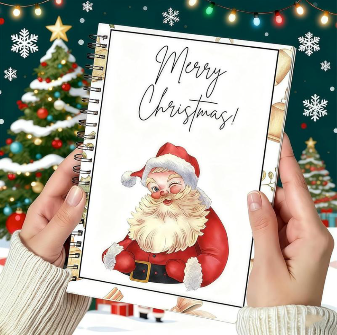Livret de cartes-cadeaux – couverture Père Noël tenu en main
